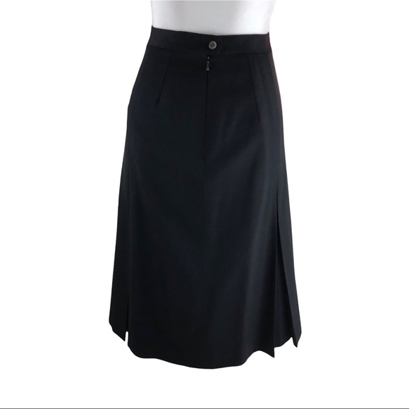 Vintage Burberry Black Pleated Wool Knee Length Minimalist Skirt Size 10 28” - Picture 3 of 13